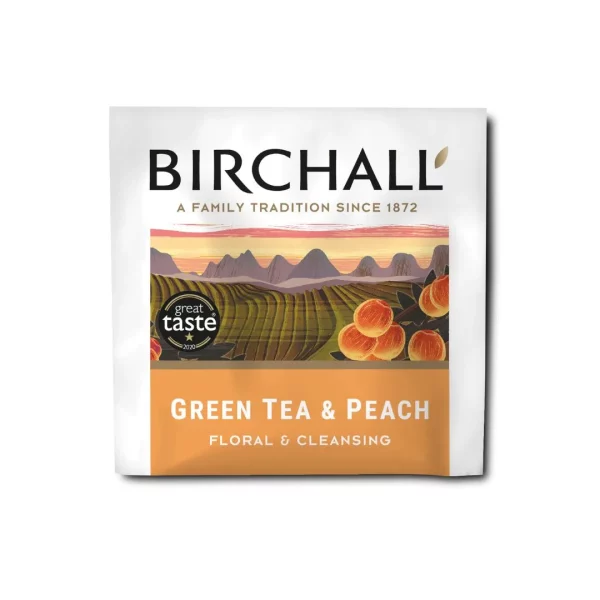 Green Tea and Peach Enveloped Prism Tea Bags